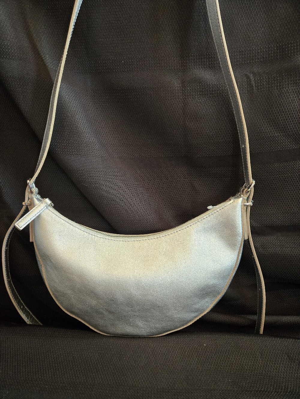 Madewell Silver Leather Crescent Shoulder Bag - NWOT